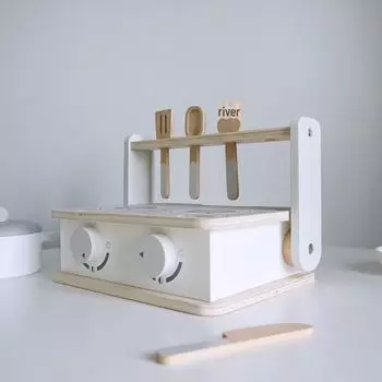 Игровой набор «Мини-кухня в скандинавском стиле»: Портативная детская кулинарная игрушка с газовой плитой и имитацией столовых приборов