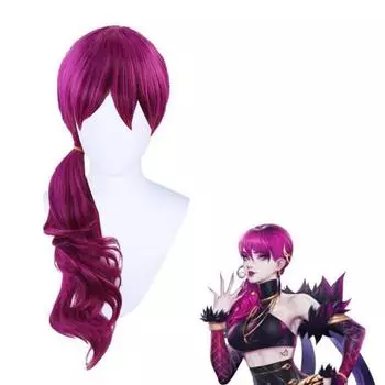 Игровой персонаж K/DA Evelynn, длинный вьющийся парик, карнавальный костюм KDA, термостойкие синтетические волосы, женские вечерние парики для косплея Long фиолетовый