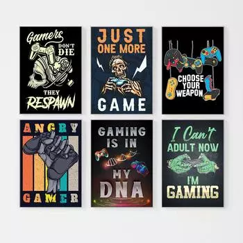 Игровой принт, ретро настенная живопись на холсте, подарок геймеру, видеоигра, винтажный постер, контроллер геймпада, изображение для мальчиков, декор для детской комнаты 21cm30cm NoFrame