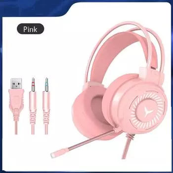Игровые гарнитуры 2020, геймерские наушники, объемный звук 7.1, стерео проводные наушники, USB-микрофон, дыхательный свет, игровая гарнитура для ПК, ноутбука розовый