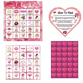 Игровые карты Bingo на День святого Валентина 24Players для детей Карточные игры для вечеринок Школьные игры для класса Семейное развлечение