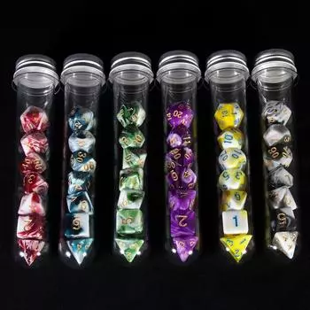 Игровые кубики DND, 7 штук, многогранные двухцветные кубики с трубкой для игр D&D RPG, вечеринок, развлечений, игровых принадлежностей жёлтый