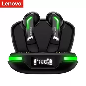 Игровые наушники Lenovo GM3, беспроводные наушники Bluetooth5.0 с низкой задержкой для игр/музыки, двухрежимная гарнитура, 12-мм наушники с шумоподавлением и светодиодным дисплеем