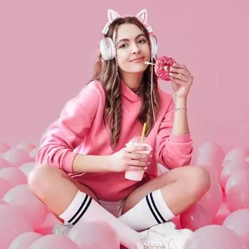 Игровые наушники X10 со съемными милыми кошачьими ушками, игровая гарнитура с RGB-подсветкой, геймерские наушники с HD-микрофоном для игр на ПК