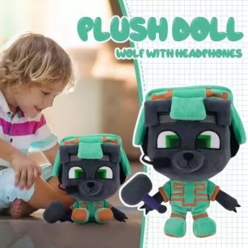 Игровые периферийные наушники, плюшевые куклы-волки, креативные декоративные игрушки