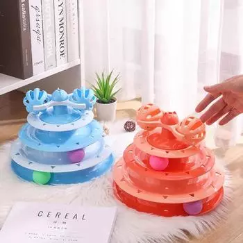 Игрушечная башня для кошек Треки Игрушки для кошек Интерактивная тренировка интеллекта кошек Игровая тарелка Башня Товары для животных Туннель для кошек синий