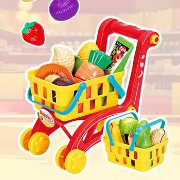 Игрушечная игра для детей «Разрезание еды» Игрушка-корзина для покупок Реалистичный звук резки фруктов