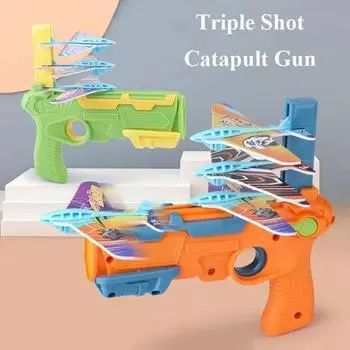 Игрушечная катапульта для запуска самолетов, пистолет с 6 пенопластовыми самолетами, стрелялки, игры для спорта на открытом воздухе, подарки для вечеринок