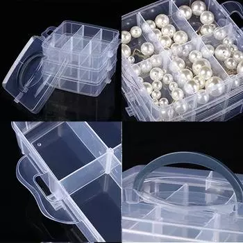 Игрушечная коробка для украшений, портативный органайзер для инструментов, съемный, модный, домашний, 18-сетчатый, многофункциональный, бусины ручной работы розовый