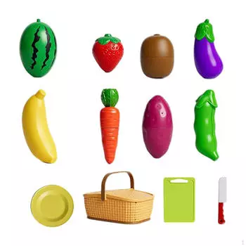 Игрушечная кухня для резки фруктов и овощей, набор для ролевых игр с корзиной для хранения для детей 12Pcs