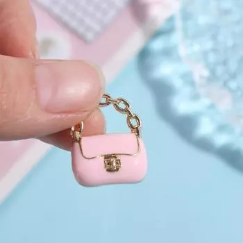 Игрушечная кукла своими руками Миниатюрная сумка Модный кукольный домик Мини Металлическая цепочка Сумка Домашнее украшение белый