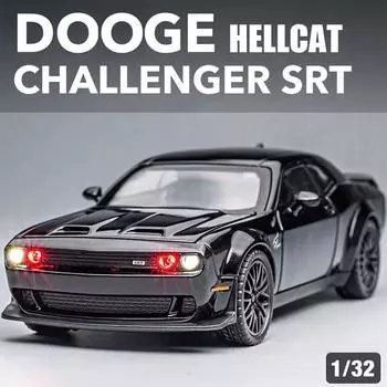 Игрушечная машина Hellcat 1:32 масштаба литой металлический игрушечный автомобиль модель автомобиля Hellcat с инерционным механизмом со звуком и светом детская игрушка подарок модные украшения дисплей чёрный