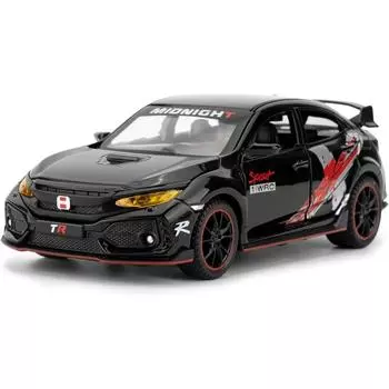 Игрушечная машинка 1/32 для Honda Civic Type-R Литая игрушечная машинка из металла с инерционным механизмом со светом и звуком для детей и взрослых в подарок 1/32-Size:15*6.5*5cm чёрный