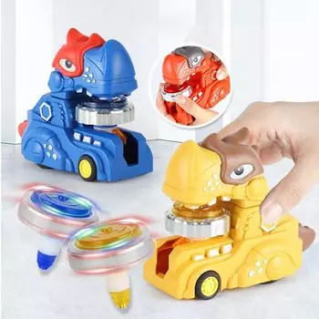 Игрушечная машинка-динозавр, новая игрушечная машина-гироскоп-динозавр, пусковая установка для гироскопа-динозавра. Детская игрушечная машина с подсветкой, подходит для детских игрушек старше 3 лет. 13.8*11.3*7cm зелёный