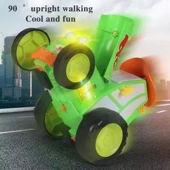 Игрушечная машинка для трюков с дистанционным управлением и музыкальным светодиодным светом, вращающаяся на 360 градусов для детей красный