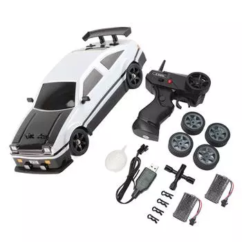 Игрушечная машинка на радиоуправлении, 4 колеса, 500 мАч, светодиодные фонари, черно-белая, 2,4 ГГц 1:16 Машинка на радиоуправлении для детей