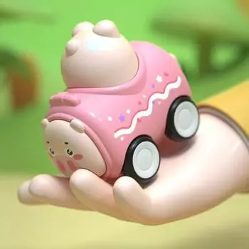 Игрушечная машинка с тягой в виде животного из мультфильма и свистком «Нажми и иди» тигр панда розовый