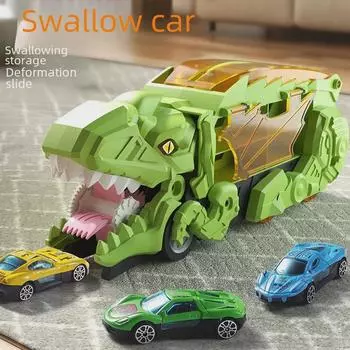 Игрушечная машинка-трансформер в стиле динозавра с литой гусеницей и инерционным скольжением для детей