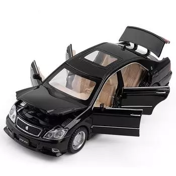 Игрушечная модель автомобиля Toyota Crown в масштабе 1/32, литая модель, инерционный механизм, звук и свет, открывающиеся двери, имитационные игрушки, модель транспортного средства, подарок на день рождения