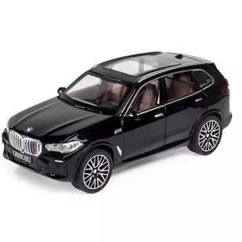 Игрушечная модель легкосплавного автомобиля BMW X5 в масштабе 1/32 со светом и звуком, идеальный подарок для детей, коллекционная гоночная реплика чёрный