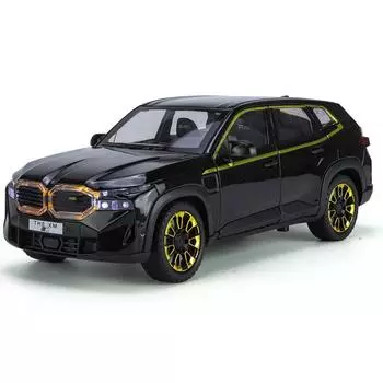 Игрушечная модель легкосплавного автомобиля BMW XM в масштабе 1/24 со звуковыми и световыми эффектами и заводным механизмом - Идеально подходит для детей и коллекционеров - Веселая и долговечная чёрный