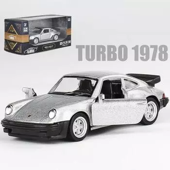Игрушечная модель Porsche 911 Turbo в масштабе 1/36, литая под давлением ретро-гоночная модель с инерционным механизмом для мальчиков в подарочной коллекции серебряный