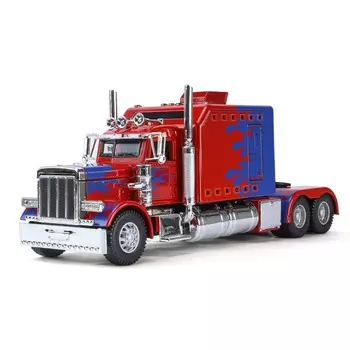 Игрушечная модель тяжелого грузовика Peterbilt 389 в масштабе 1/24, литая модель из сплава, со звуком и светом, модель грузовика с инерционным механизмом, игрушка для мальчика, детская подарочная коллекция красный