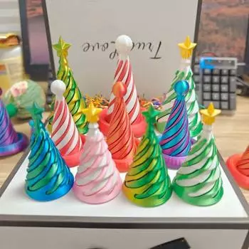 Игрушечное украшение в виде спирали, напечатанное на 3D-принтере, с дизайном рождественской шапки, скульптура в виде пирамиды, двухцветные аксессуары Vortex