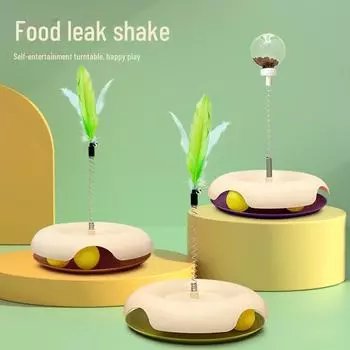 Игрушечные игрушки: Интерактивный диск с игрой на основе текучего корма для домашних животных и трекболом для игривых кошек Chassis diameter 21.5cm height 28cm коричневый