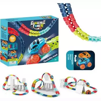 Игрушечные машинки с гоночным автомобилем, гибкий электрический автомобиль, собранные своими руками треки для гоночных автомобилей со светодиодной подсветкой, треки для поездов для детей 3, 4, 5, 6, 7 лет 32pcs tracks