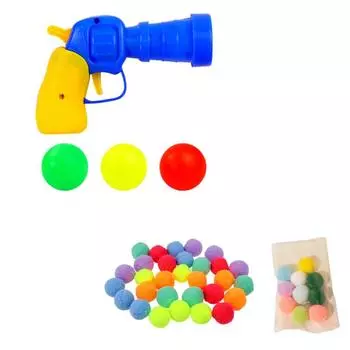 Игрушечные шарики для кошек с 80 помпонами, 1 пусковая установка, интерактивные шарики для кошек, активные игрушки для упражнений для кошек with 3 balls