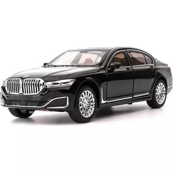Игрушечный автомобиль BMW M760Li из сплава 1/24, модель 6-дверного автомобиля со звуком и светом, коллекция подарков для детей 1/24-Size:21.5*8.8*6.5cm чёрный
