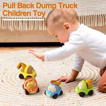 Игрушечный автомобиль для малышей, батарея не требуется, мультяшная форма животного, четырехколесный инерционный привод вперед, экскаватор, модель автомобиля, игрушка жёлтый