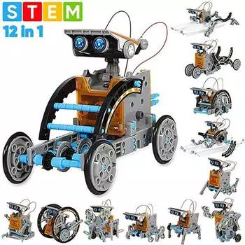 Игрушечный автомобиль на солнечной энергии, собранная своими руками игрушка 13 в 1 интеллектуальном роботе 13 IN 1-28*20*6.5cm