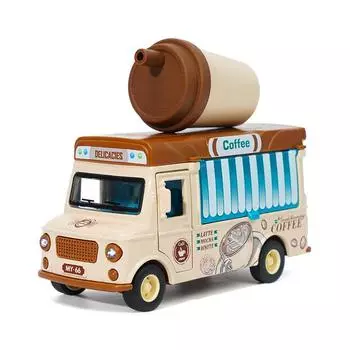 Игрушечный автомобиль в масштабе 1/36, Мини-автомобиль, Машинка с инерционным механизмом, Подпружиненный автомобиль, Игрушка для профилактических игр, Грузовик с едой, Дети, Свет, Музыка, Подарок на день рождения, Подарок 1/36-Size:11.5*10*4.7cm кофейный