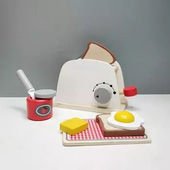 Игрушечный домик Деревянная хлебопечка Завтрак Комбинация Послеобеденный чай Раннее образование Моделирование Игрушка Детская поварская игрушка белый