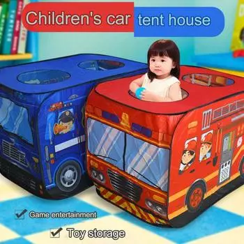 Игрушечный домик, рольставни, складные, отличная, пожарная машина, полицейская машина, мороженое для мальчиков и девочек синий