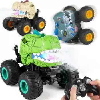 Игрушечный грузовик-динозавр с дистанционным управлением и музыкальным светом, вращающийся на 360 градусов A серый