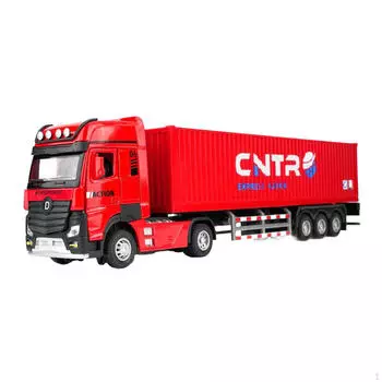Игрушечный грузовик с откатным механизмом 1/50 со звуком и светом, высокодетализированный мини-автомобиль из дорожного сплава для