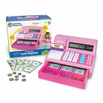 Игрушечный кассовый аппарат для обучения, розовый с долларом США LER2629P, оригинальный продукт розовый