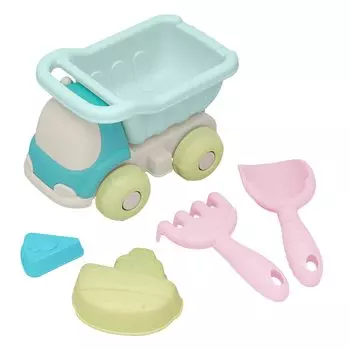 Игрушечный Королевский набор для свалки формочек для песочницы (Свалка/Совок/Кумаде/Песчаная лодка/Песчаный пирог) (Пастельный цвет/Рабочий автомобиль) светло-синий