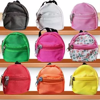 Игрушечный кукольный рюкзак BJD Canvas - маленький школьный рюкзак с двойной молнией, 8x7 см 8x7cm