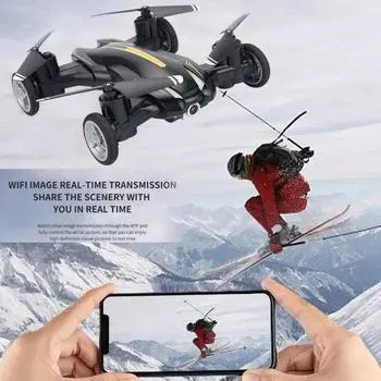 Игрушечный летающий автомобиль с дистанционным управлением, два режима «воздух-земля», 2,4 ГГц, беспроводной игрушечный истребитель для детей и взрослых, электрический игрушечный планер чёрный