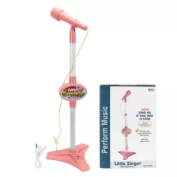 Игрушечный микрофон, подходящий уровень громкости, простая установка, симпатичный внешний вид, детский караоке-микрофон с подставкой для