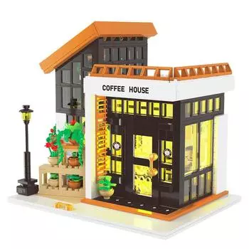 Игрушечный набор для строительства городского кафе, модульные строительные блоки для кофейни, подарок на Хэллоуин, Рождество для взрослых, 1347 шт. Мини-кирпичиков со светодиодами boxxed