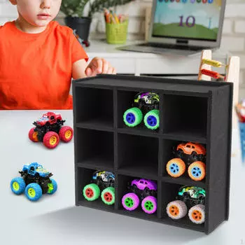 Игрушечный настенный витрина Monster Trucks с 9 слотами черного цвета внутри каждого слота, 10 см x 8,5 см, сделай сам