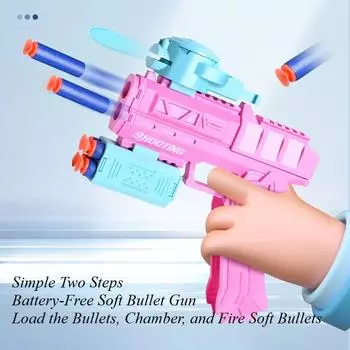 Игрушечный пистолет для детей, идеально подходящий для интерактивных игр-стрелялок в помещении и на открытом воздухе с мягкими пулями и летающими дисками. Подарки для детей.