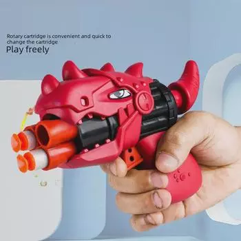 Игрушечный пистолет с мягкими пулями «Динозавр» для детей 3–6 лет: Револьвер для стрельбы с присоской для мальчиков и девочек