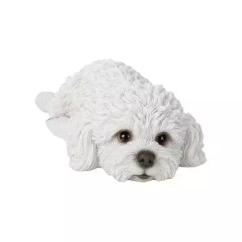 Игрушечный пудель Ubia Prone Shiro 19 x 10 x 5 см, кукольная фигурка, украшение для сада, животное, собака H24125