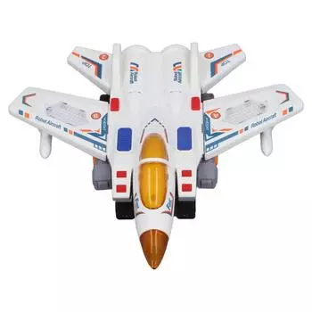 Игрушечный робот-самолет, вращающийся на 360 градусов, ослепительные огни, захватывающая музыка, работающий от батареек, игрушечный истребитель